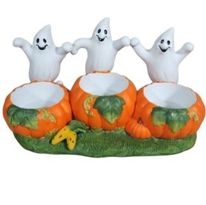 Three little boo's, partylite halloween ghost‎ trio candle holder